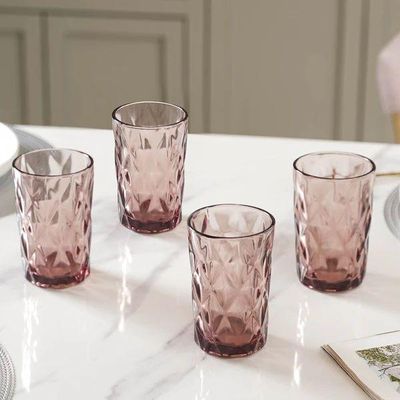 Стаклени чаши розови Diamond 400ml