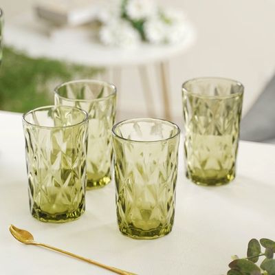 Стаклени чаши зелени Diamond 400ml