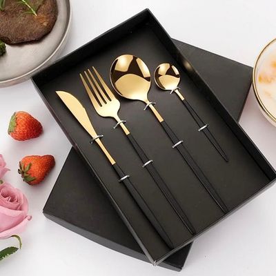 Прибор за јадење сет 24 парчиња Gold Black