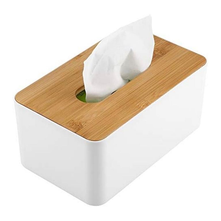 Држач за салфетки пластика со бамбус капак