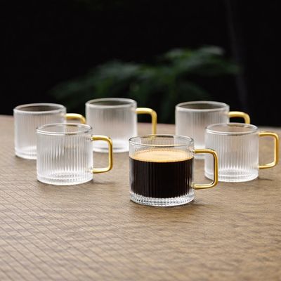 Стакленa чаша шоља со рачка LINE 150ml сет 6 парчиња