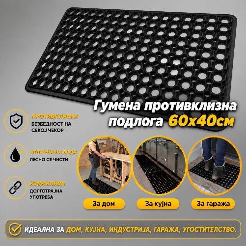 Подлога гумирана патосник за дом, угостителство,индустрија 60x40cm