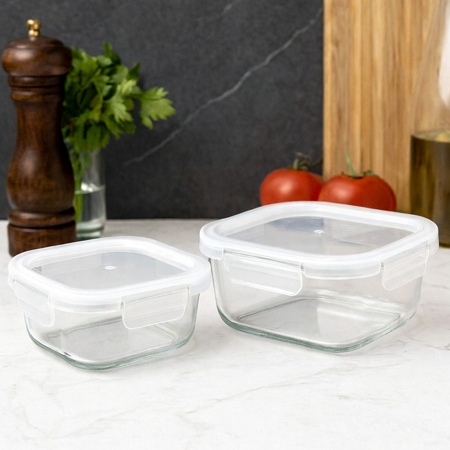 Фриго стаклени садови за храна квадратни airtight Crisper 