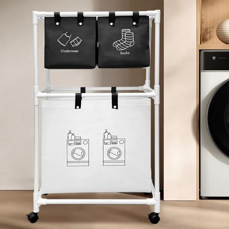 Држач организатор за веш 2 спрата со 3 корпи