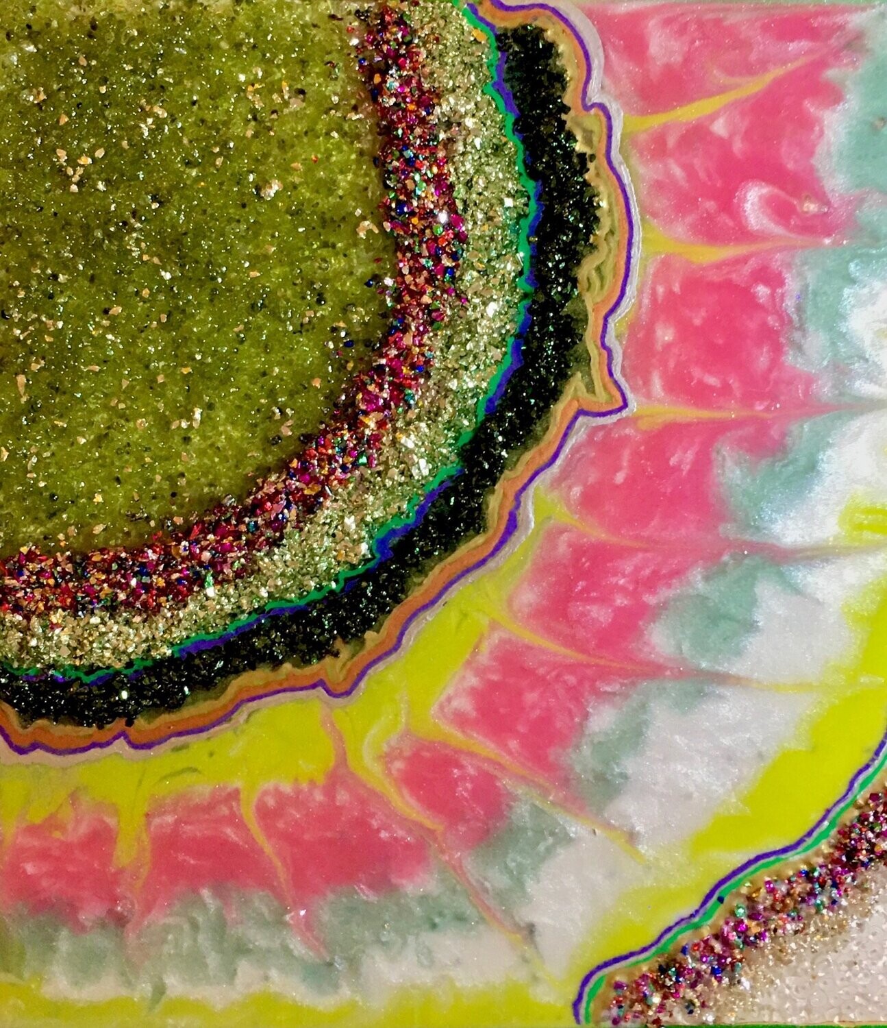 Tie Dye Peridot Geode