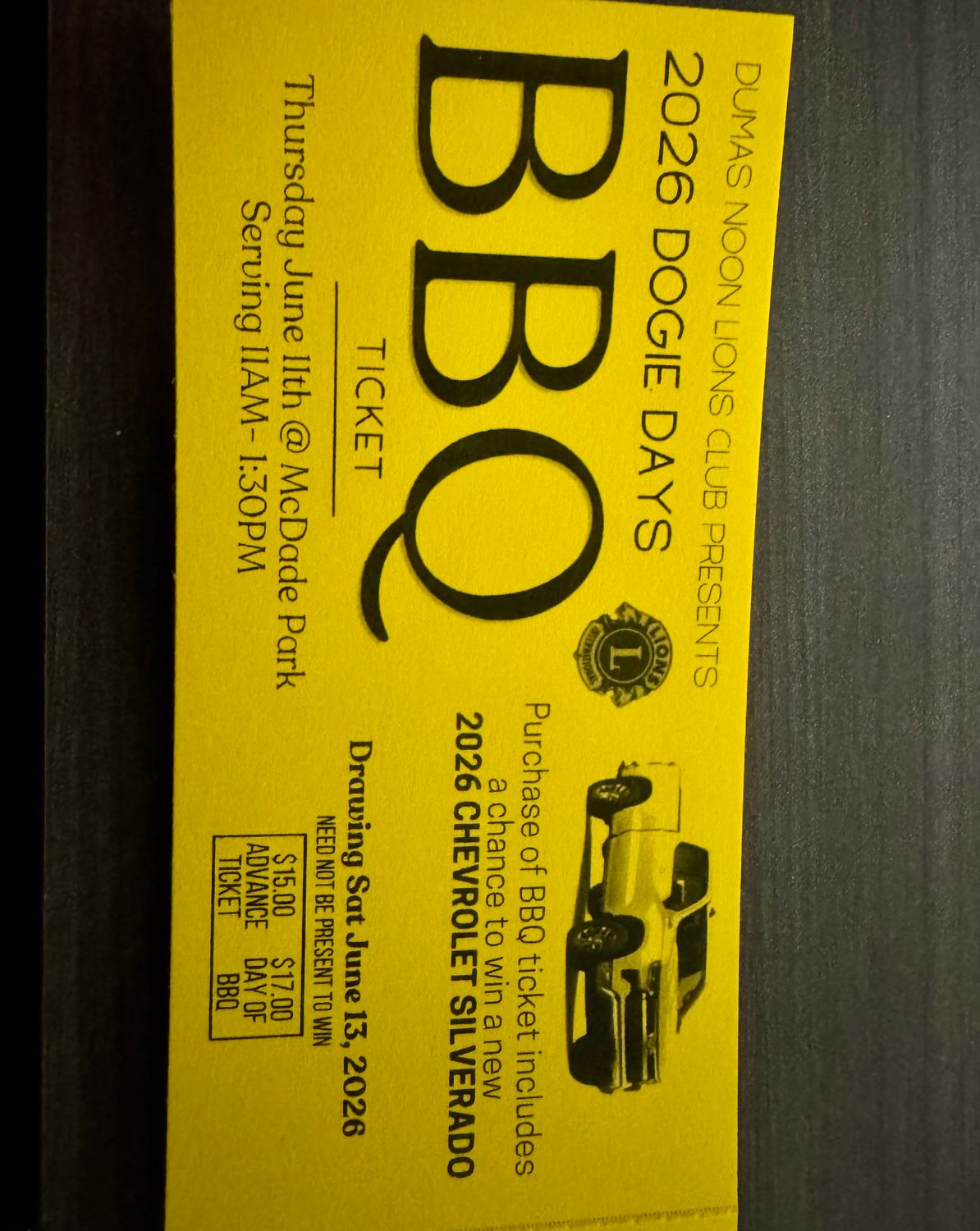 Dogie Days BBQ Ticket