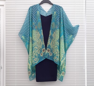 Turquoise Green Peacock Kimono 