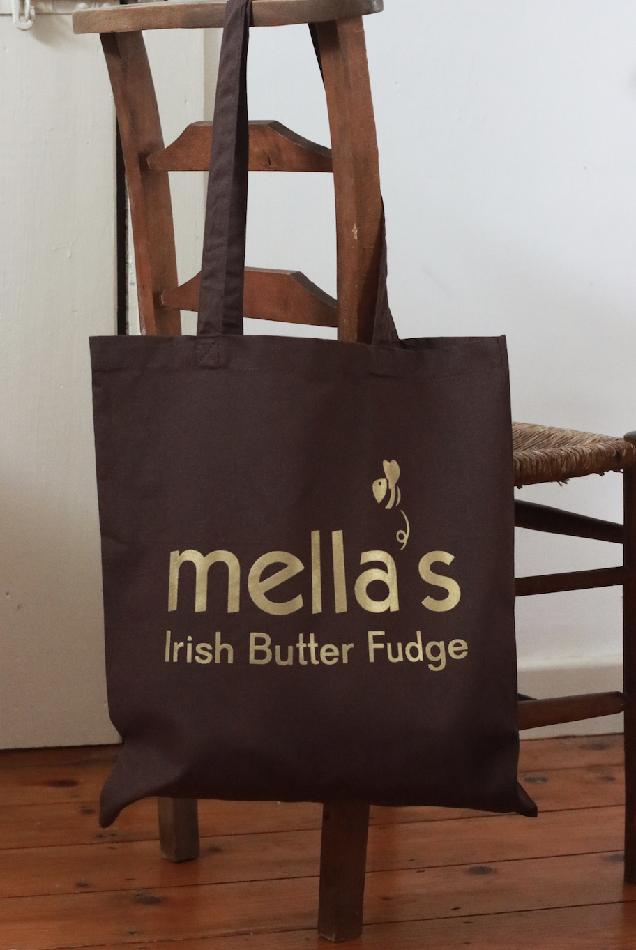 Chocolate Brown Mella's Irish Butter Fudge tote