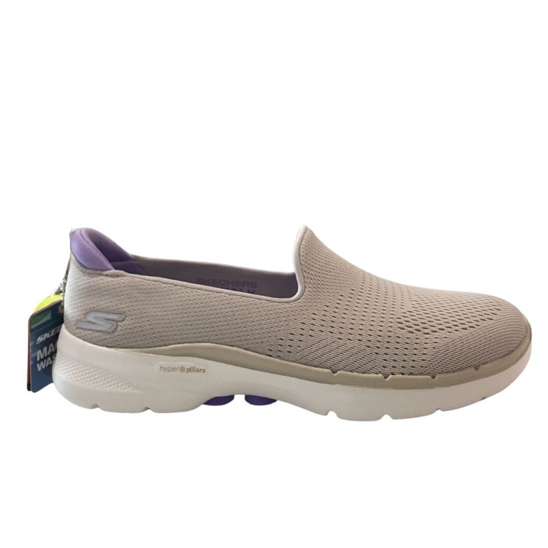 Skechers Ladies Go Walk 6- Ocean Splash Taupe / Lavender