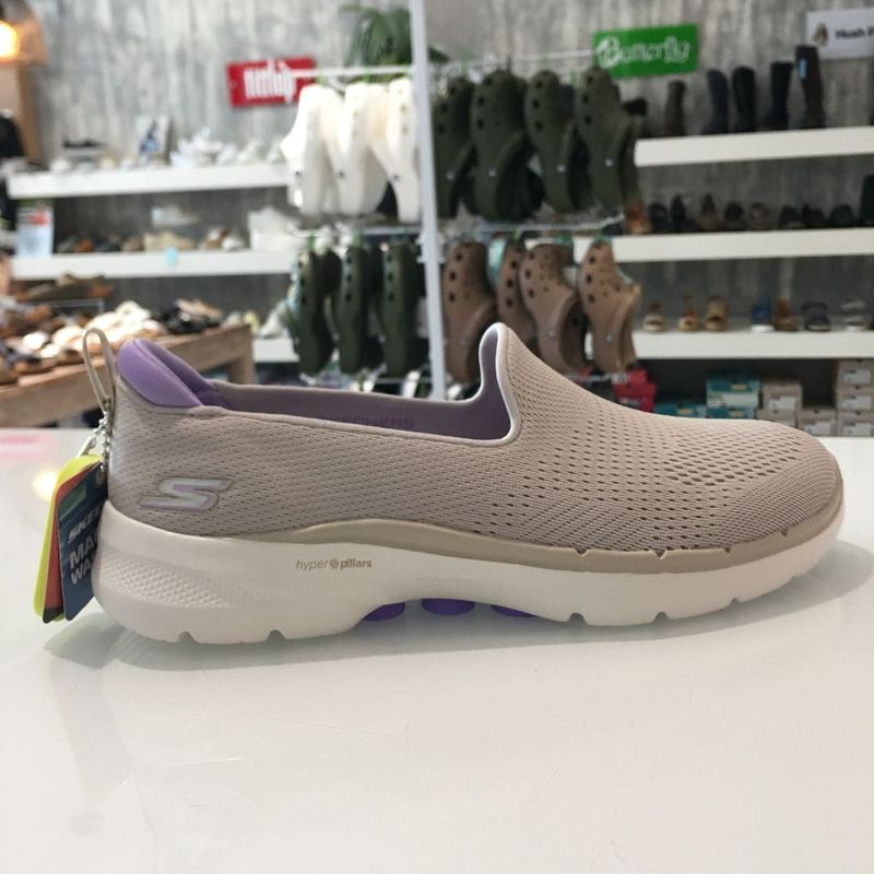 Skechers Ladies Go Walk 6- Ocean Splash Taupe / Lavender