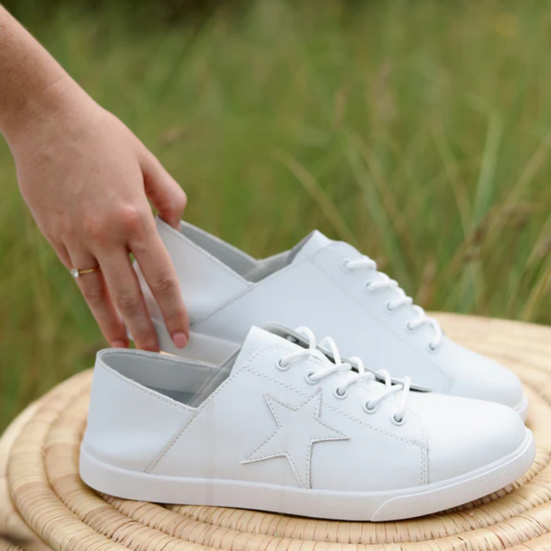 Julz Nicki White Star Leather Sneakers