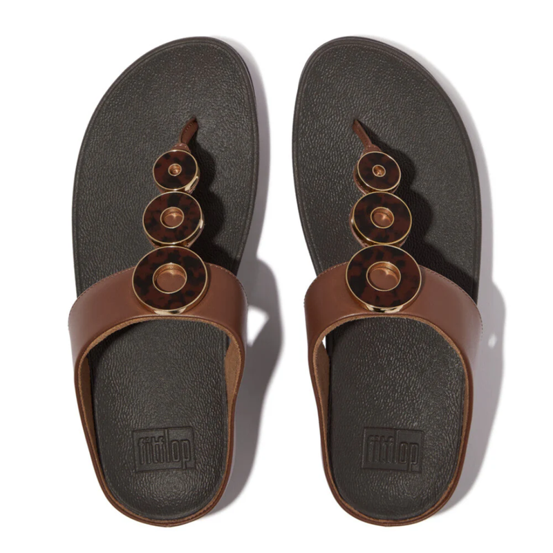 Fitflop Fino Resin-Hoop Toe Post Sandals Rich Brown