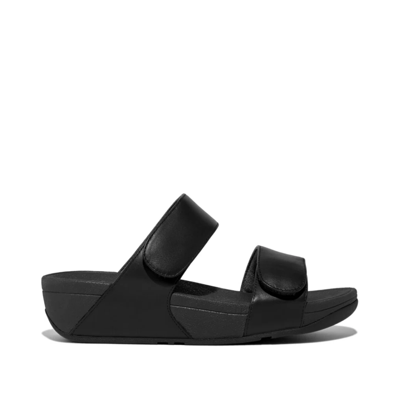 Fitflop Lulu Adjustable Leather Slides Black