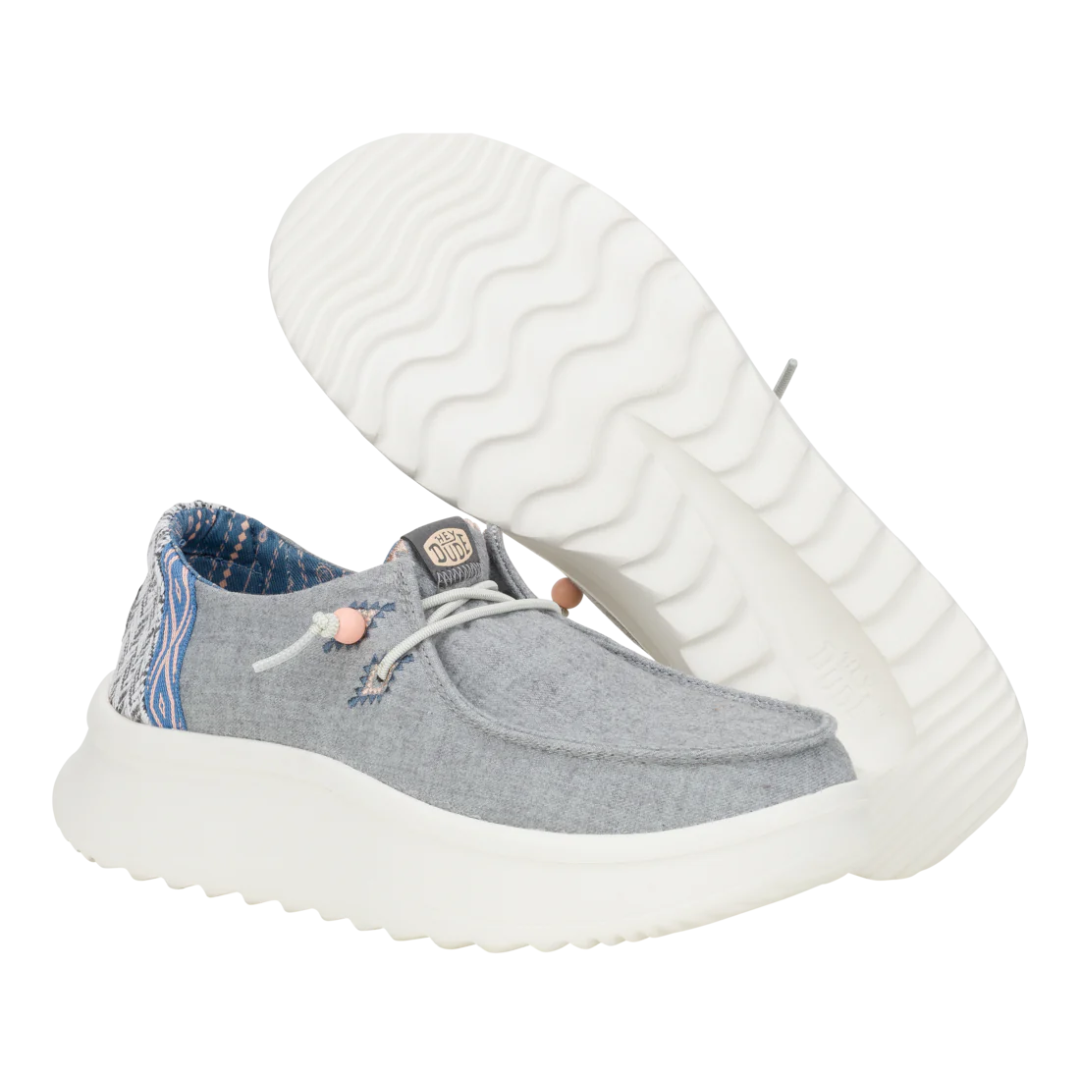 Hey Dude Wendy Peak Chambray Woven Grey