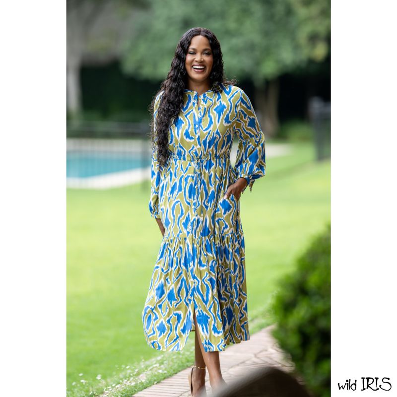 Mastik Blue & Green Abstract Dress