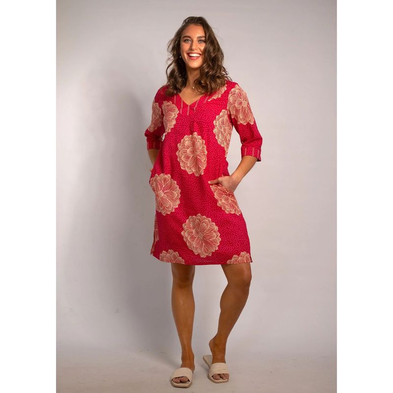 Iconic V-Neck Tunic Red Lotus