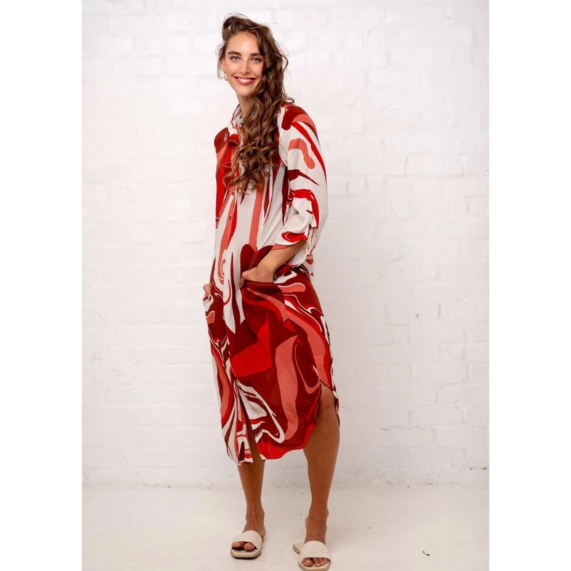 Iconic Leila Dress Red Rays