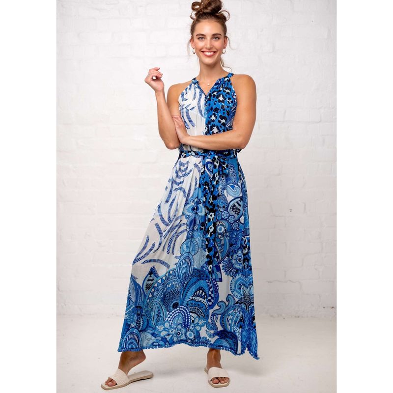 Iconic Harper Dress Blue & White Retro