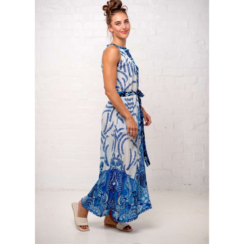 Iconic Harper Dress Blue & White Retro