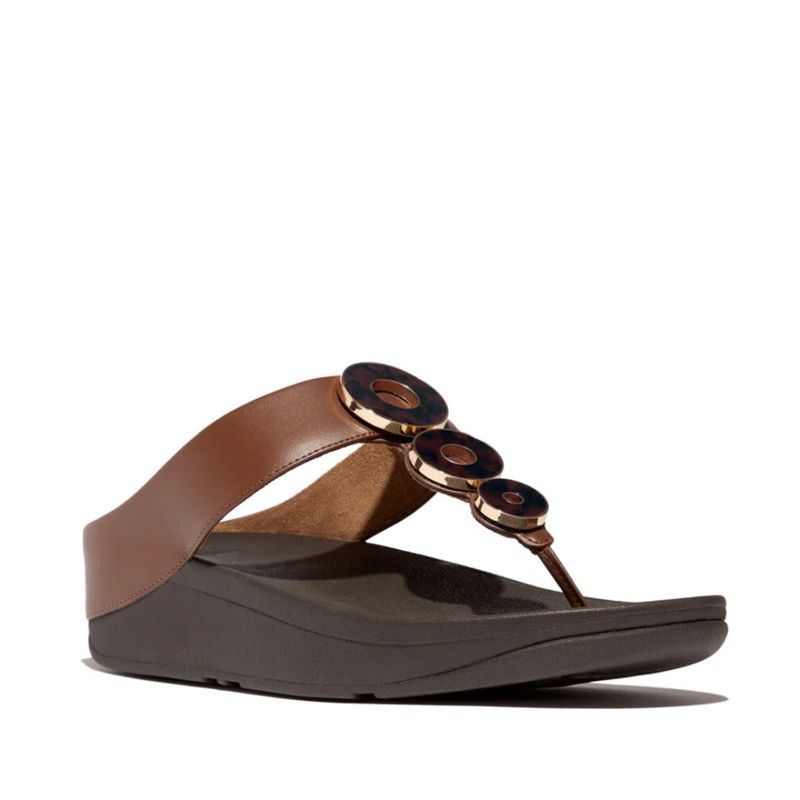 Fitflop Fino Resin-Hoop Toe Post Sandals Rich Brown