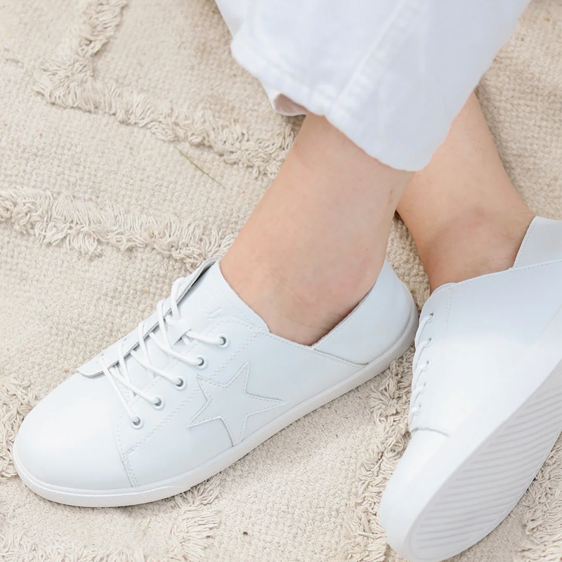 Julz Vicki White Star Leather Sneakers