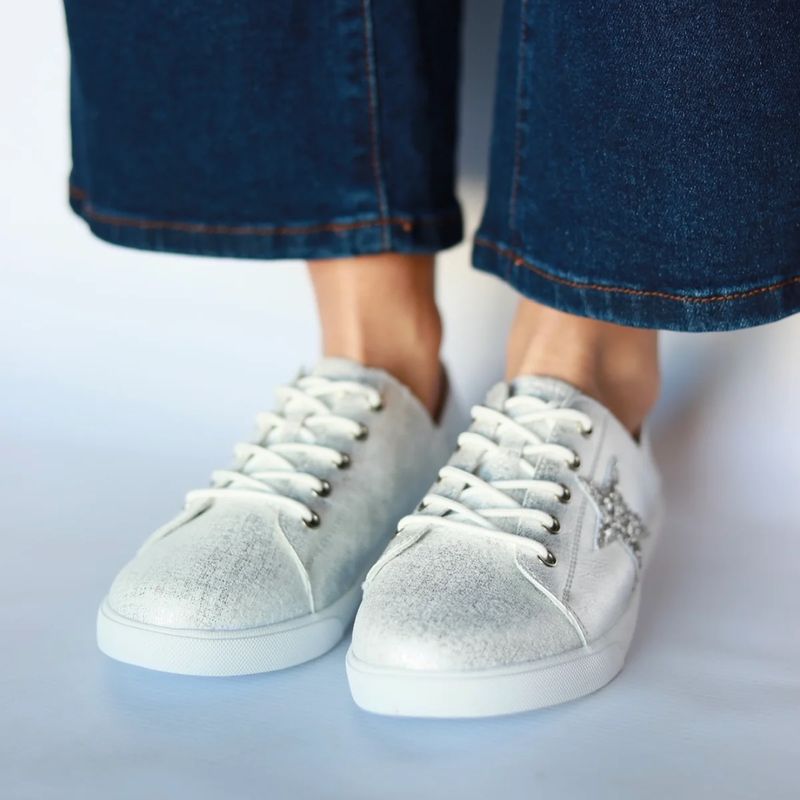 Julz Vicki Frosted Silver & Glitter Star