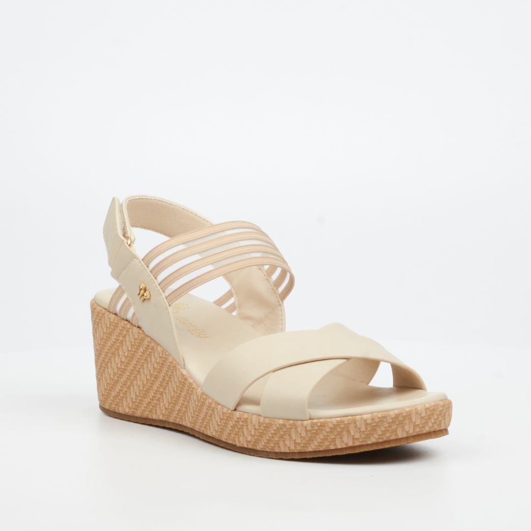 Butterfly Feet Cathy 2 Faux Leather Low Wedges – Beige