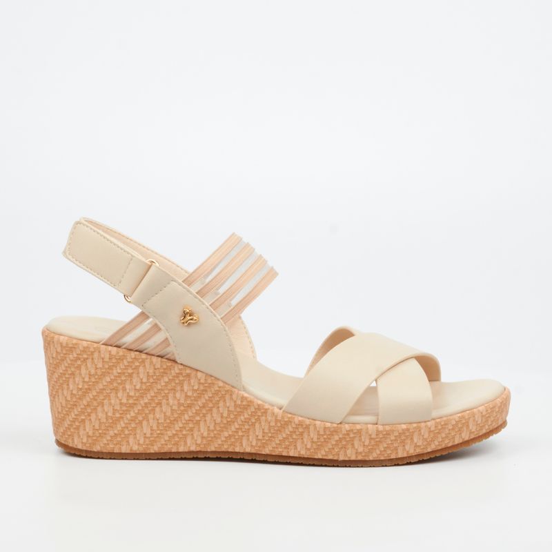 Butterfly Feet Cathy 2 Faux Leather Low Wedges – Beige