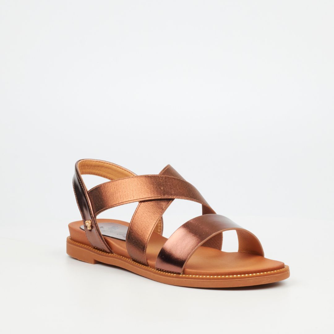 Butterfly Feet Ellie 12 Faux Leather Flat Sandals – Bronze