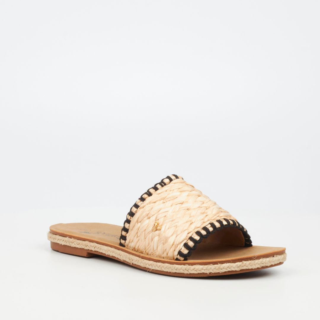 Butterfly Feet Celia 7 Raffia Flat Sandals – Black