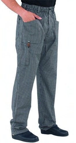Pantalón de cocina cremallera, botón y gomas