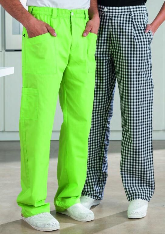 Pantalón de cocina cremallera, botón y gomas