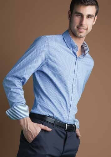 CAMISA HOMBRE SLIMFIT COMBINADA CUELLO BOTÓN