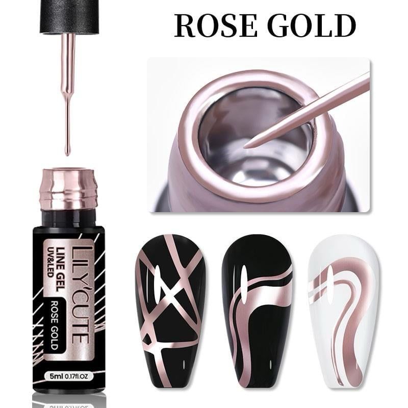 Rose Gold Gel Art UV &amp; LED Metallic Line Gel