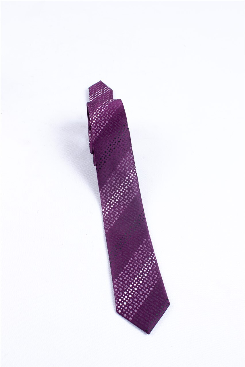 Purple Tie with White and Black Polka Dot