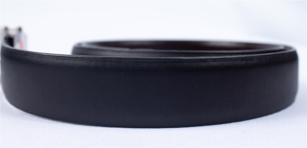 Double Sided Black Buckle Leather Belt