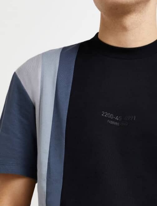 RIVER ISLAND "BLACK REGULAR FIT COLOUR BLOCK STRIPE T-SHIRT"