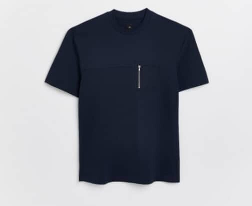 RIVER ISLAND &quot;NAVY REGULAR FIT ZIP POCKET T-SHIRT&quot;