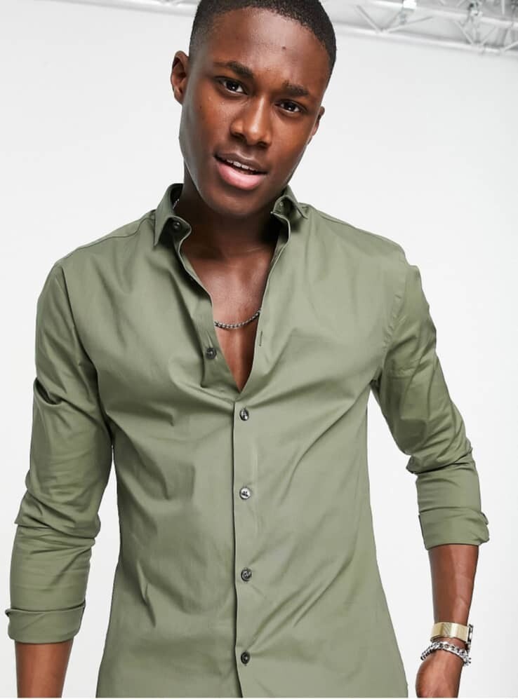 New Look Long Sleeve Muscle Fit Shirt