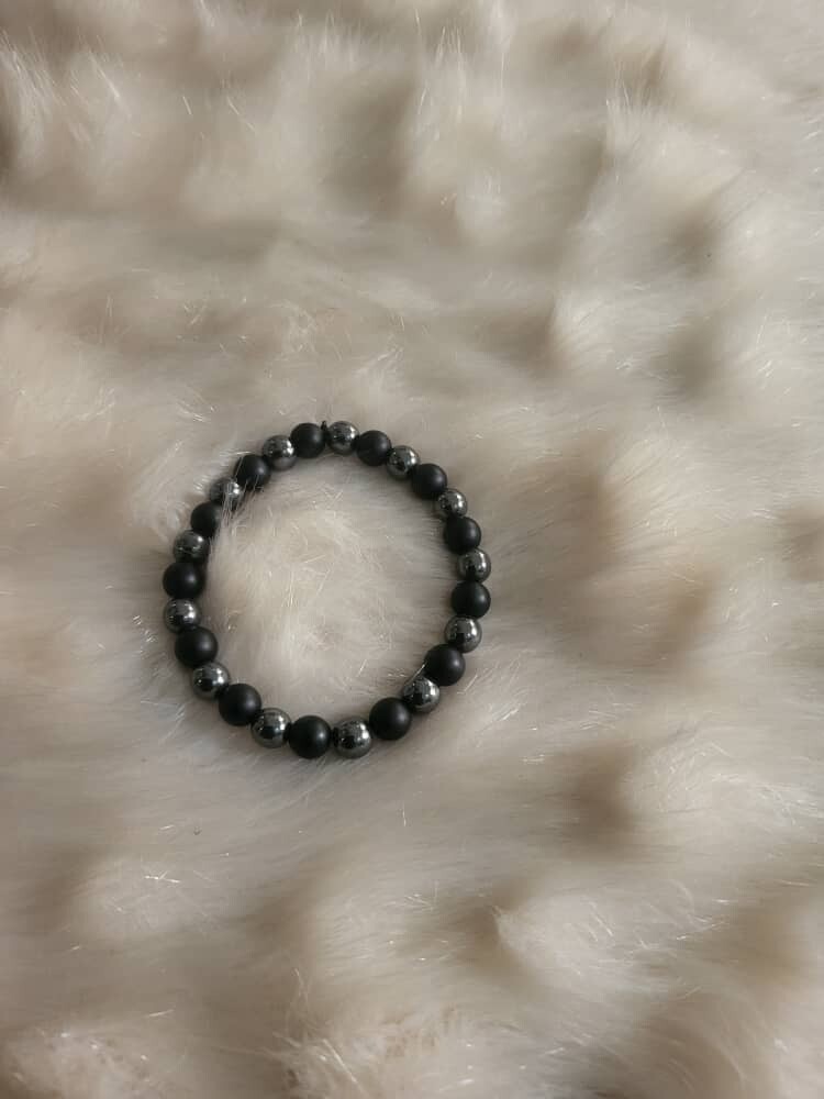 Smooth Round Black and Silver Bracelets