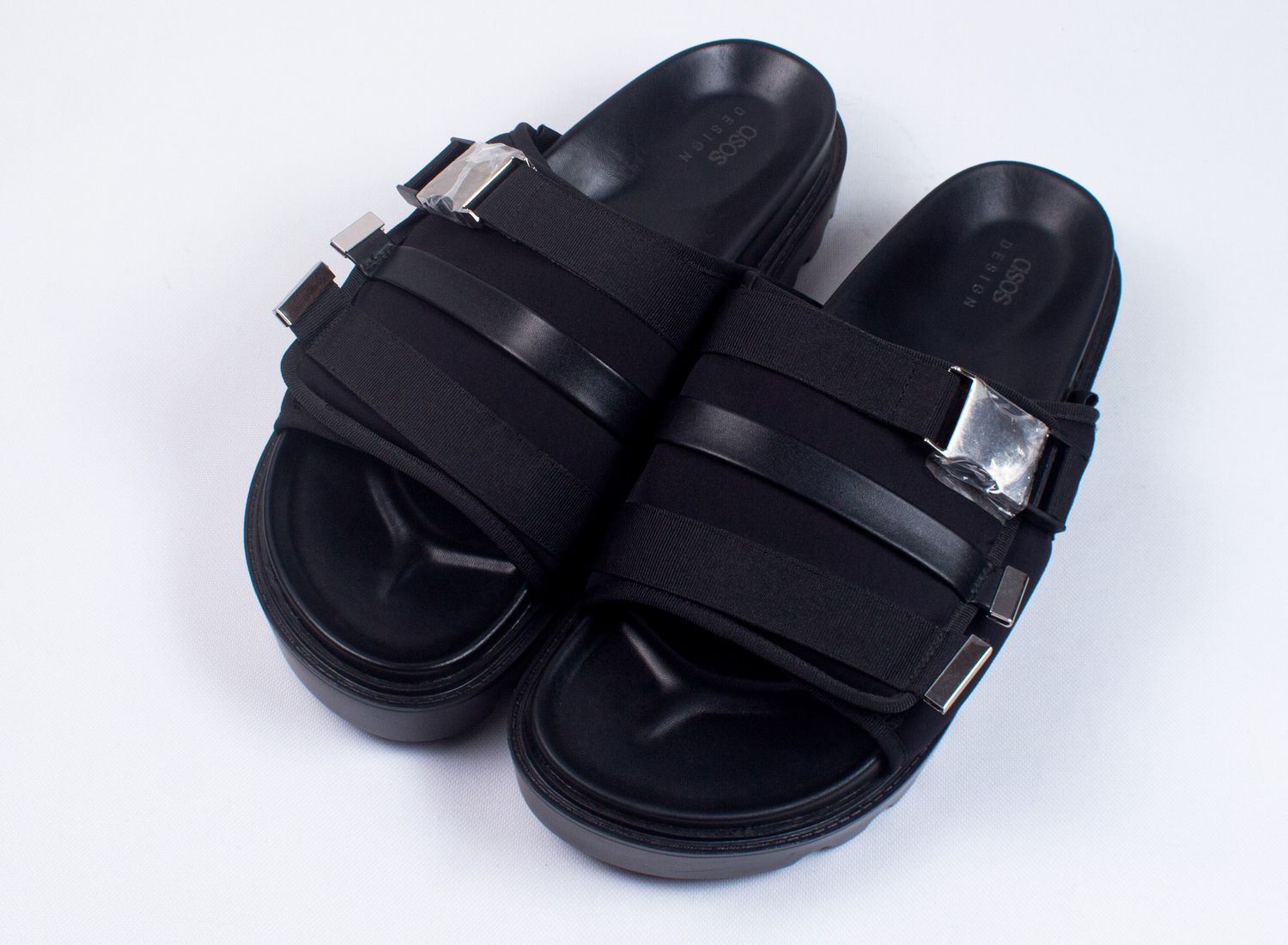 ASOS DESIGN CHUNKY STRAP SANDALS with Silver Hardware