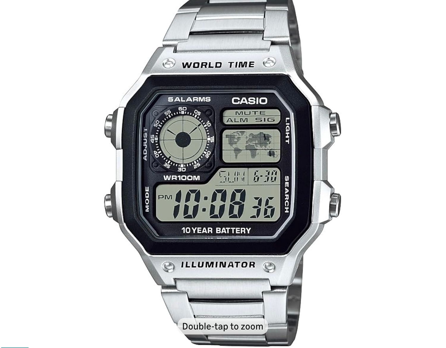Casio Men's 1200WHD-1A Digital Quartz Watch Retro Steel