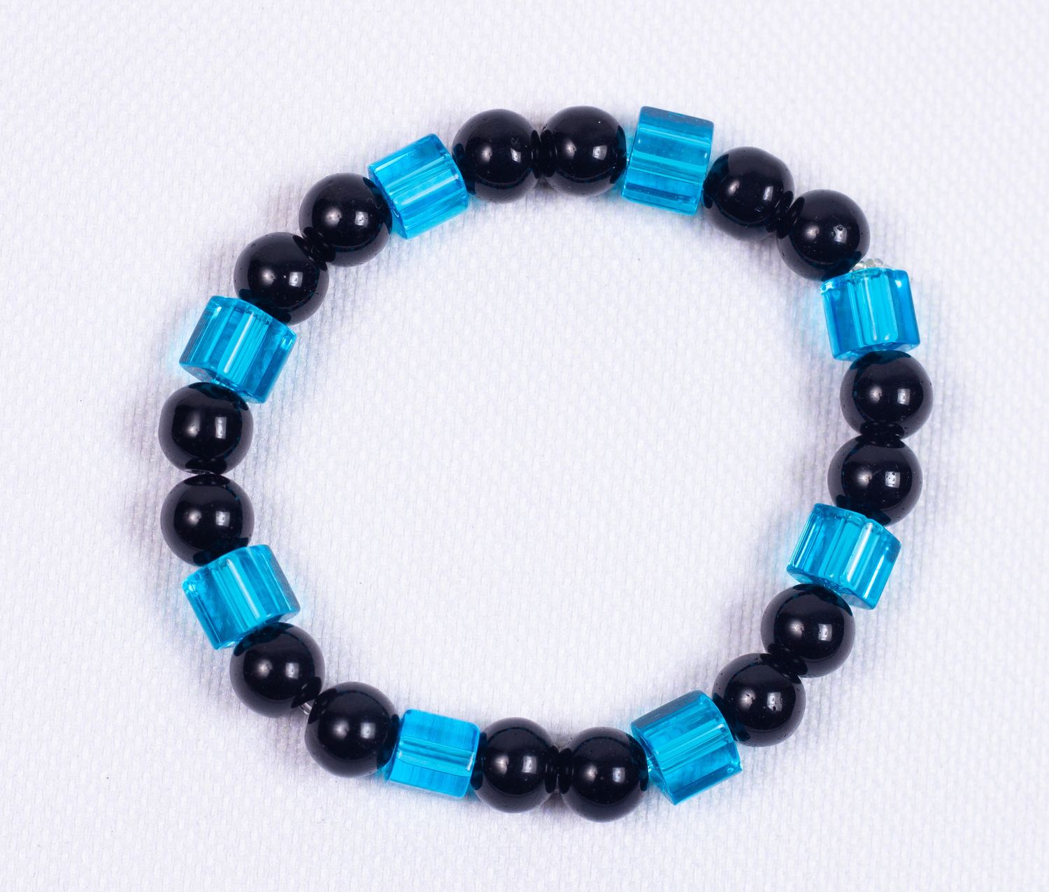 Sky Blue and Black Layered Beads