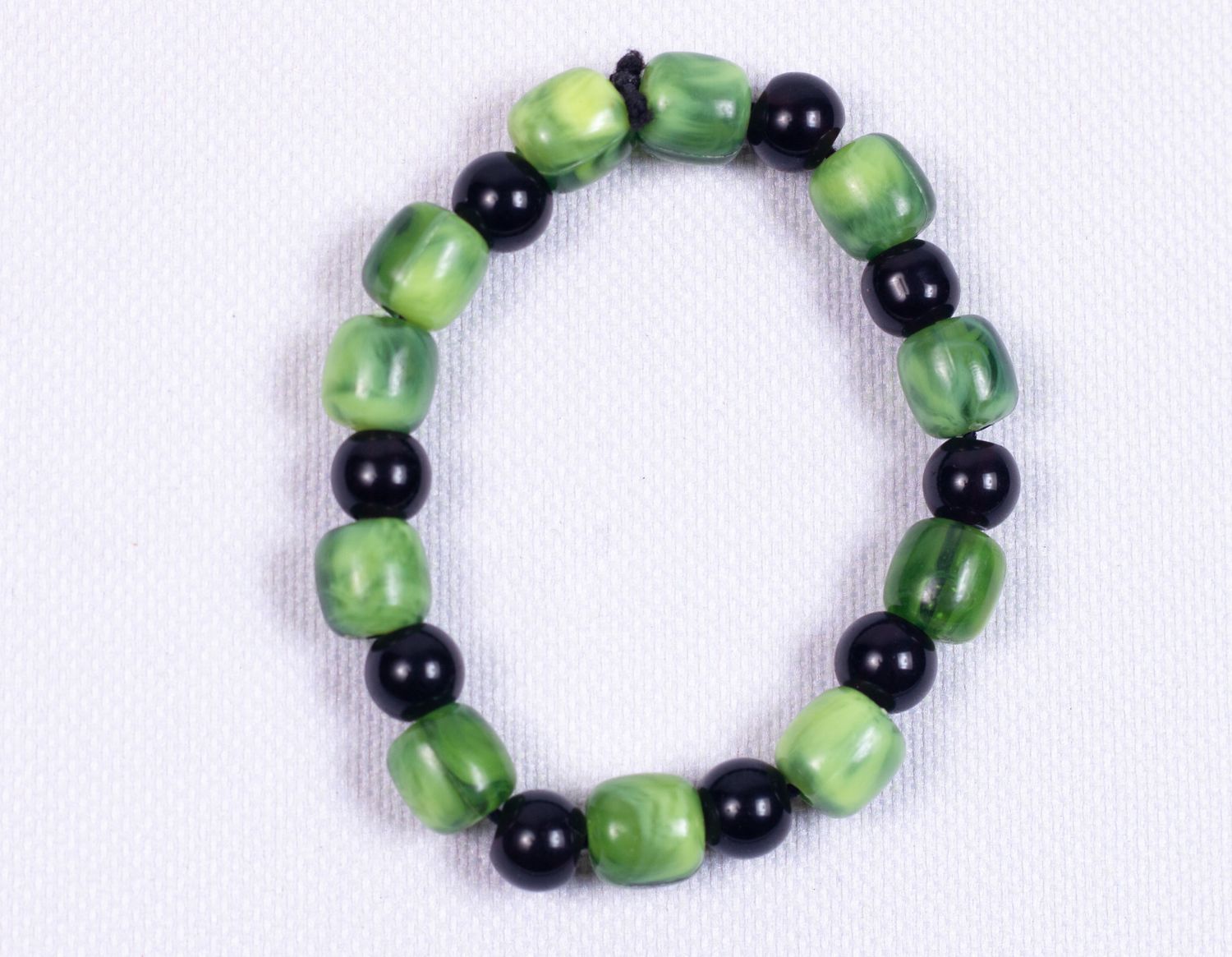 Green Marbled and Black Beads