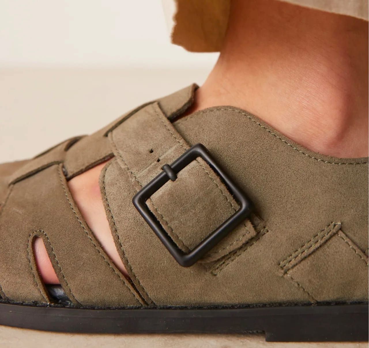 Asos Design Fisherman Sandals in Khaki Suede