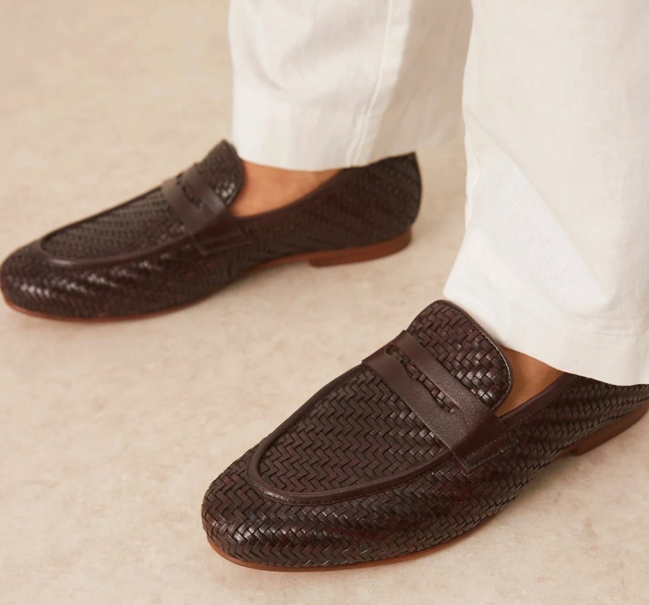 Asos Brown Leather Weave Loafers