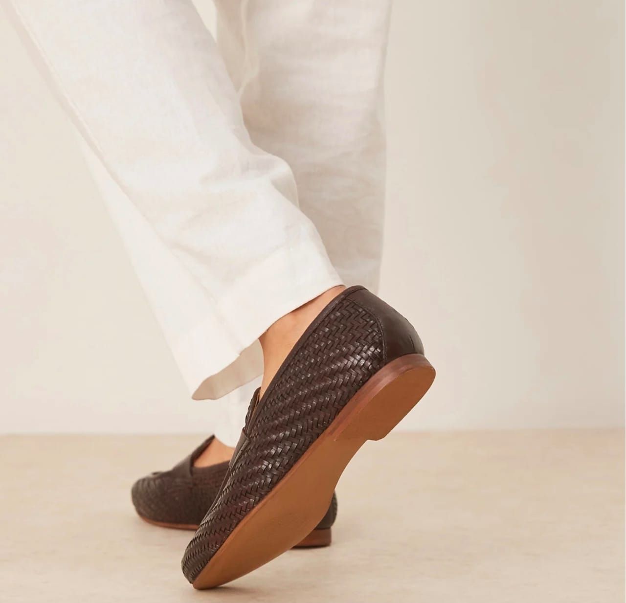 Asos Brown Leather Weave Loafers