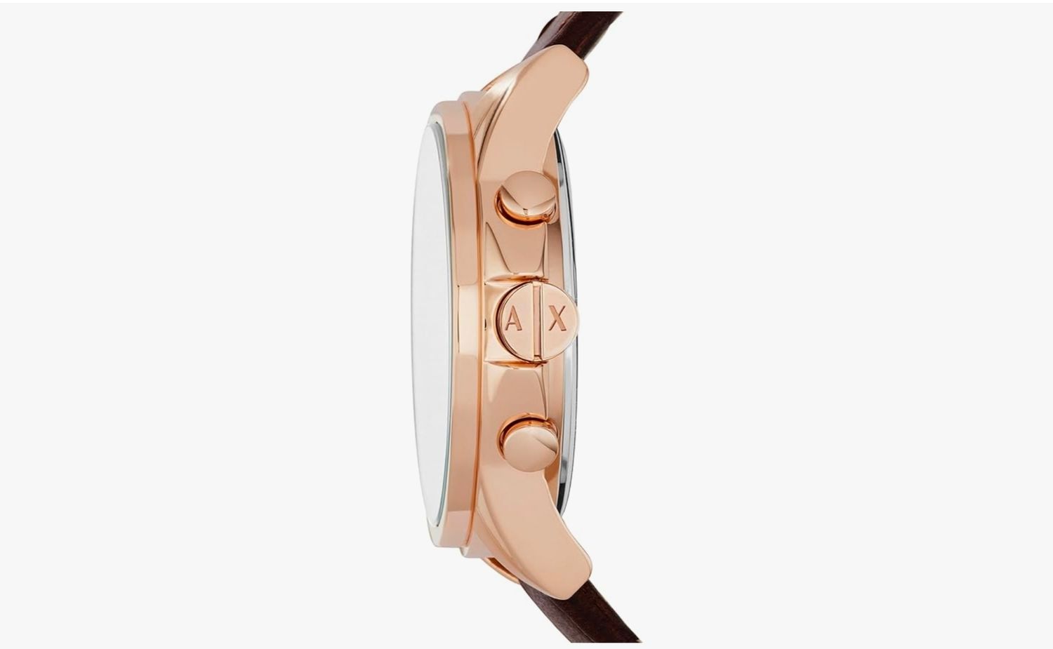 Armani Exchange AX (Gold Trim + Blue Dial) Chronograph Watch for Men with Brown Leather Strap