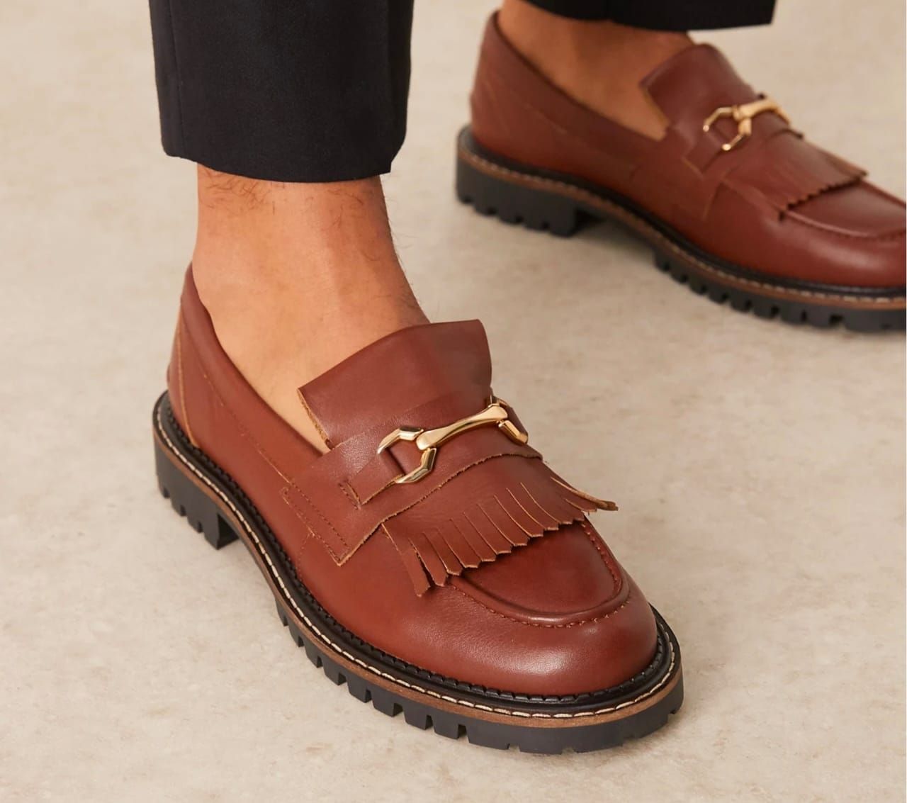 Portugal Loafers In Tan Leather With Fringe &amp; Snaffle