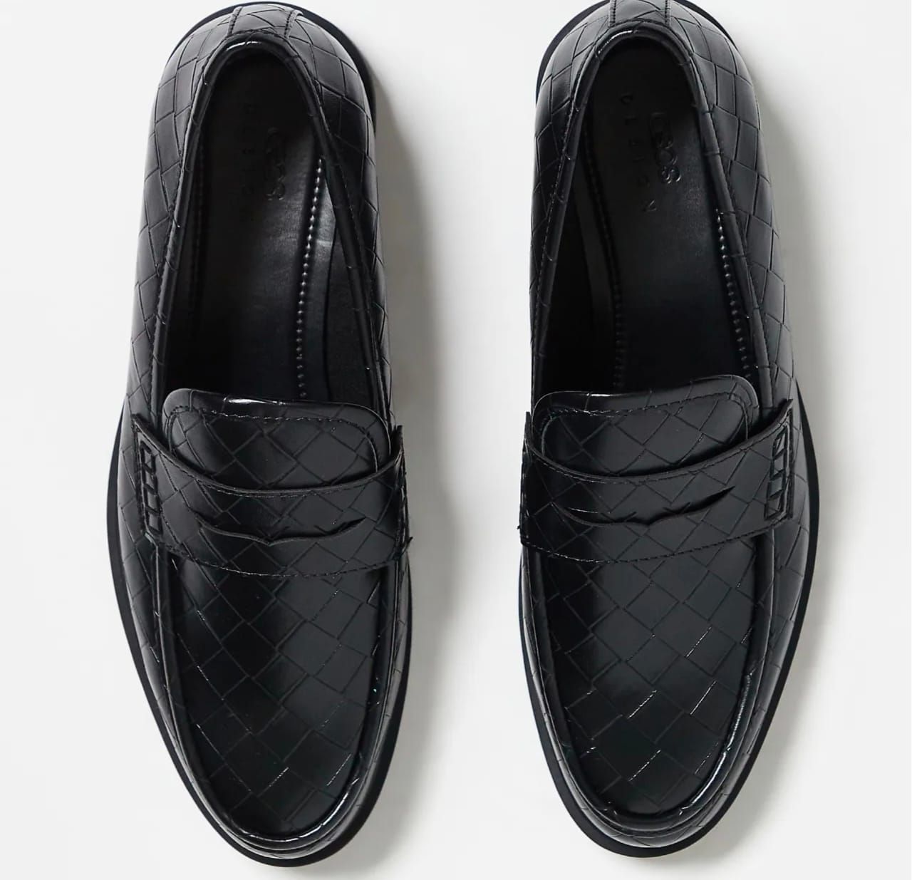 Penny Loafers In Black Weave
